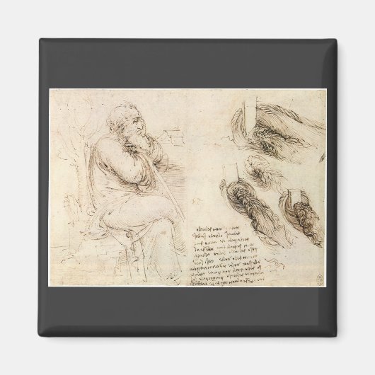 Oude man en waterschets van Leonardo da Vinci Magneet (Voorkant)