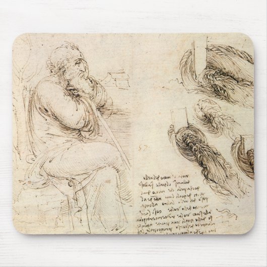 Oude man en waterschets van Leonardo da Vinci Muismat (Voorkant)