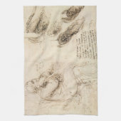 Oude man en waterschets van Leonardo da Vinci Theedoek (Verticaal)