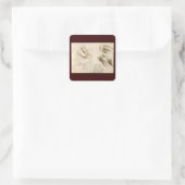 Oude man en waterschets van Leonardo da Vinci Vierkante Sticker (Tas)