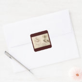 Oude man en waterschets van Leonardo da Vinci Vierkante Sticker (Envelop)