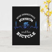 Oude man en zijn fiets Fiets cadeau vader Kaart (Gele Bloem)