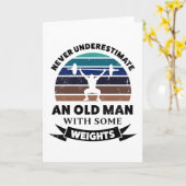 Oude man gewichten grappig cadeau vader kaart (Gele Bloem)