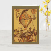 Oude Man Hete Luchtballon Groeten Kaart (Gele Bloem)