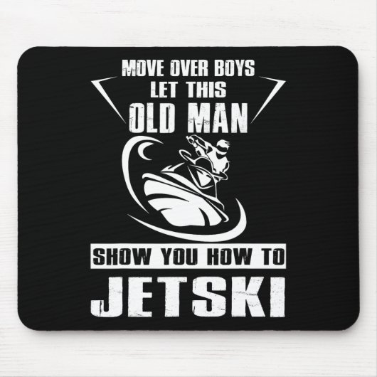 Oude man hoe jetski cool grappig jet-ski jetskiën muismat (Voorkant)