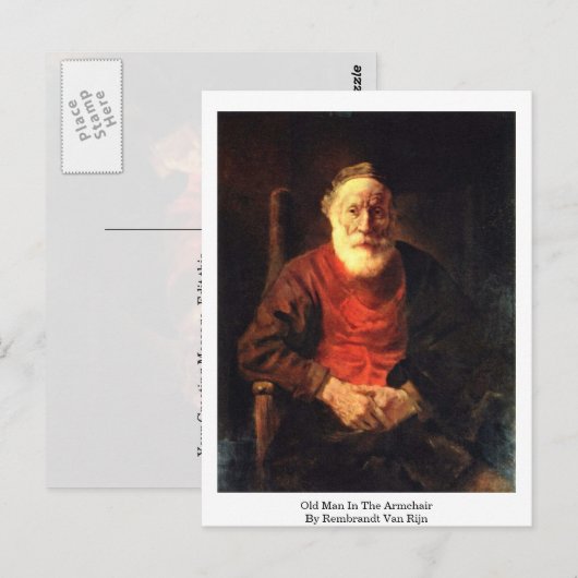 Oude Man in Armstoel door Rembrandt van Rijn Briefkaart (Voorkant / Achterkant)