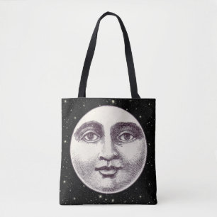 Oude man-in-de-maan volledig maan gezicht tote bag