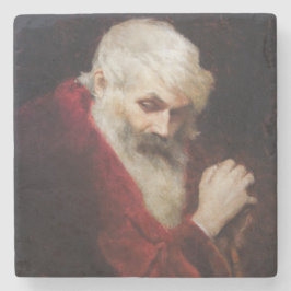 Oude man in een rode jas (Kerstman) (Kerstmis) Stenen Onderzetter