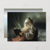 Oude Man kerstman die zijn lijst leest Briefkaart (Voorkant / Achterkant)