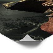 Oude Man kerstman die zijn lijst leest Poster (Hoek)