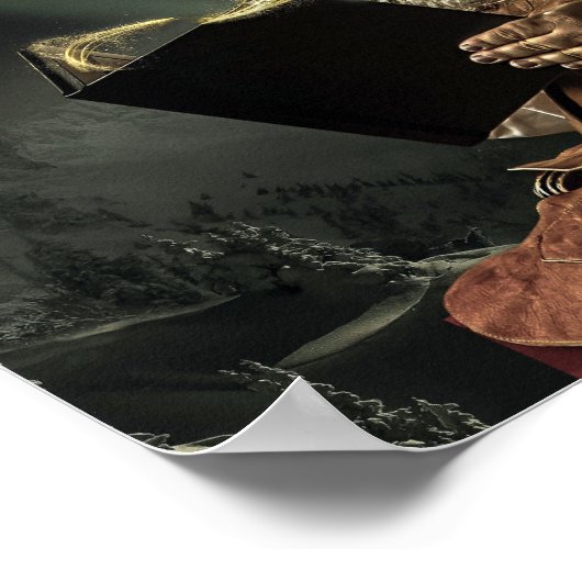 Oude Man kerstman die zijn lijst leest Poster (Hoek)