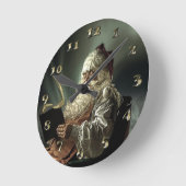 Oude Man kerstman die zijn lijst leest Ronde Klok (Hoek)