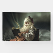 Oude Man kerstman die zijn lijst leest Spandoek (Horizontaal)