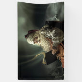 Oude Man kerstman die zijn lijst leest Spandoek (Verticaal)