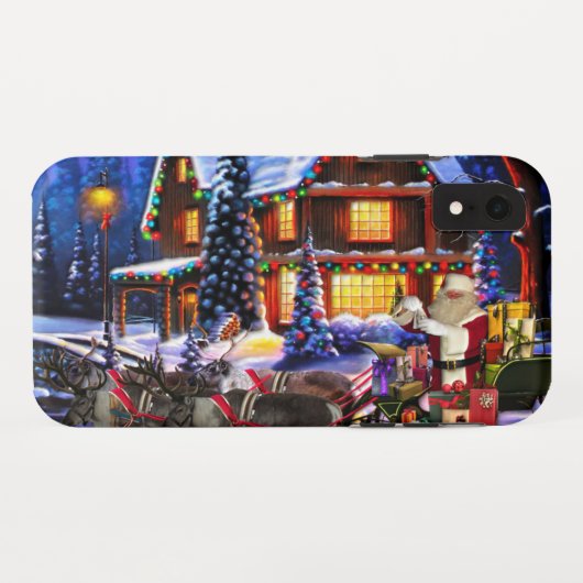 Oude Man kerstman en rendier Case-Mate iPhone Case (Achterkant (horizontaal))