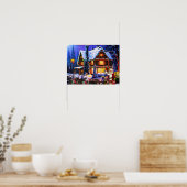 Oude Man kerstman en rendier Poster (Keuken)