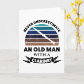 Oude Man met Clarinet Funny Gift Pap Kaart (Gele Bloem)