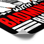 Oude man met een badmintonracket shuttle badminton poster (Hoek)