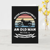 Oude man met een motorfiets Fun cadeau vader Kaart (Gele Bloem)