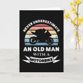 Oude man met een motorfiets Fun cadeau vader Kaart (Gele Bloem)