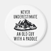 Oude man met een peddel magneet (Voorkant)