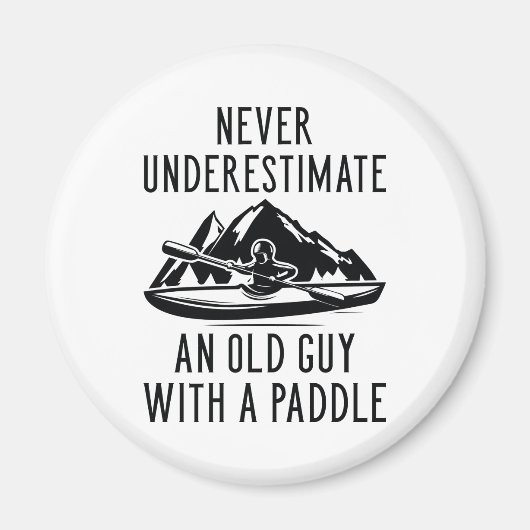 Oude man met een peddel magneet (Voorkant)