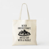 Oude man met een peddel tote bag (Achterkant)