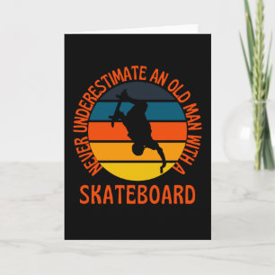 Oude Man met een Vintage van de Retro van Skateboa Kaart