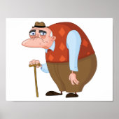 Oude man met een wandelstok poster (Voorkant)