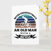 Oude man met fiets grappig cadeau vader kaart (Gele Bloem)