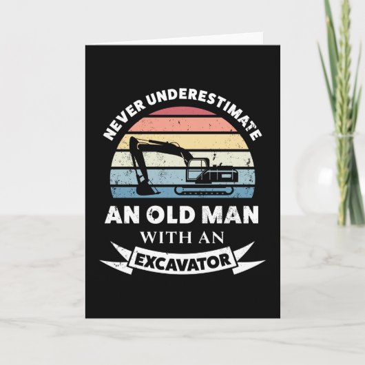 Oude man met graafmachine Fun cadeau vader Kaart (Voorkant)