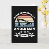 Oude man met graafmachine Fun cadeau vader Kaart (Gele Bloem)