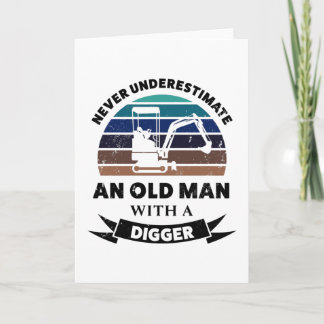 Oude man met graver leuk cadeau vader kaart