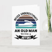 Oude man met jetski, grappig bootcadeau voor papa' kaart (Voorkant)