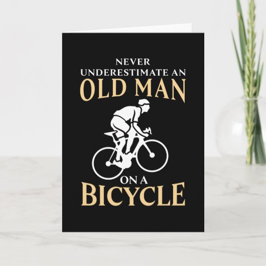 Oude man op een fiets Grappig fietscadeau Kaart (Voorkant)