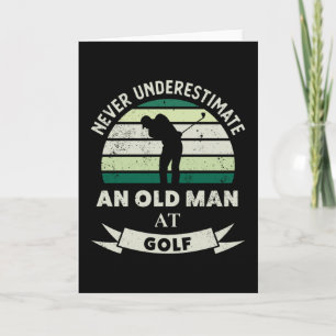 Oude man op golf grappige golf cadeaus vader kaart