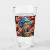 Oude man, paddenstoel blauwe bos bewaker pintglas glas (Achterkant)