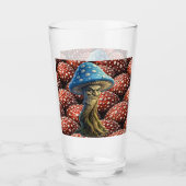 Oude man, paddenstoel blauwe bos bewaker pintglas glas (Voorkant)