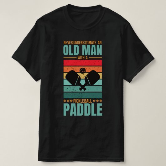 Oude Man Pickleball Paddle Retro Design T-shirt (Design voorkant)
