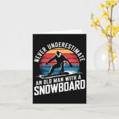 Oude Man Snowboarden Lover Humor Ontwerp Funny Sno Kaart (Gele Bloem)
