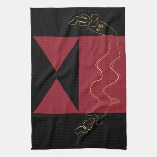 Oude Man - Tribale kunst Theedoek (Verticaal)