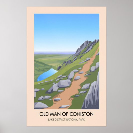 Oude man van Coniston Lake District Reisposter Poster (Voorkant)