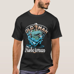 Oude man visser - Vissen therapie. T-shirt