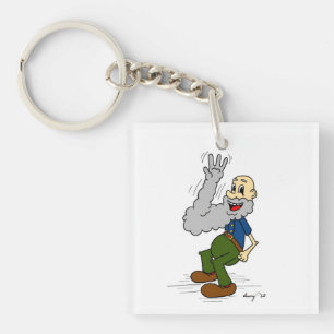 Oude Man Waving Beard AcrylSleutelhanger Sleutelhanger