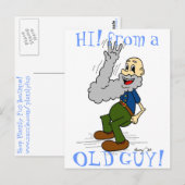Oude Man Waving Beard "HI!" van een OUDE MAN Brief Briefkaart (Voorkant / Achterkant)