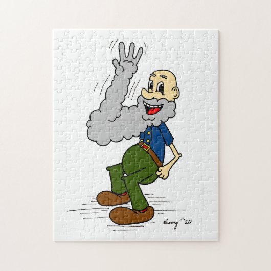 Oude Man Waving Beard Puzzle Legpuzzel (Verticaal)