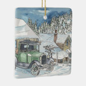 Oude Man Winter Keramisch Ornament (Rechts)