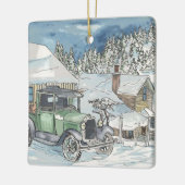 Oude Man Winter Keramisch Ornament (Links)
