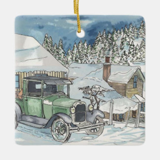 Oude Man Winter Keramisch Ornament