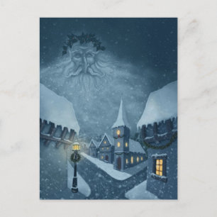 oude man winter vakantie ansichtkaart feestdagenkaart